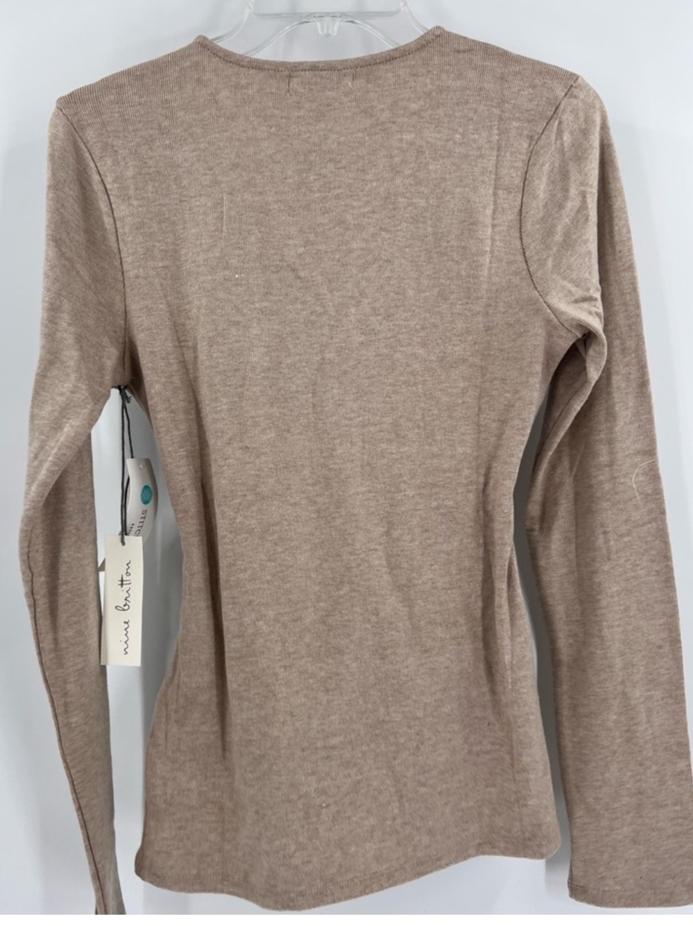 Stitch Fix Nine Britton Tan Long Sleeve Wrap Top S Brushed Knit Workwear - Picture 5 of 6